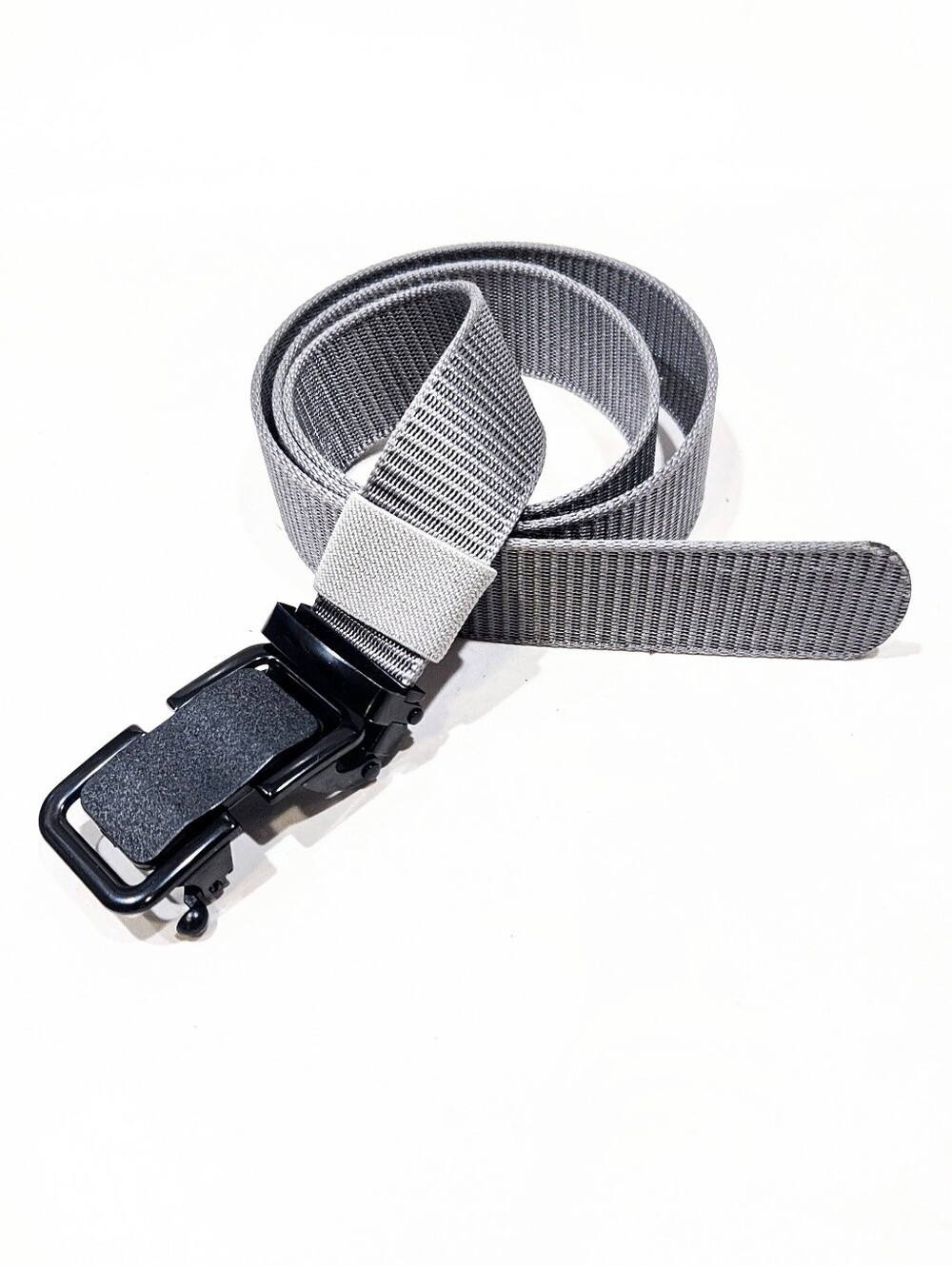 Tactical Mens Gray Nylon Belt Automatic Buckle Black Slide Ratchet fits 34"-36"